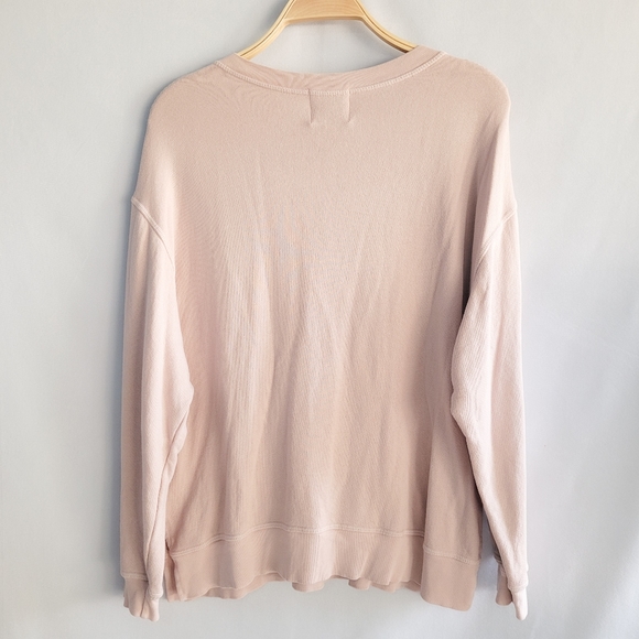 Found Made In LA Pink Terry Knit Cozy Pullover Oversized Sweatshirt Size Medium - Picture 2 of 6